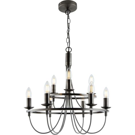 Litecraft Fredericka 9 Light Ceiling Pendant E14 Base 6 Watt LED - Pewter (1/5)