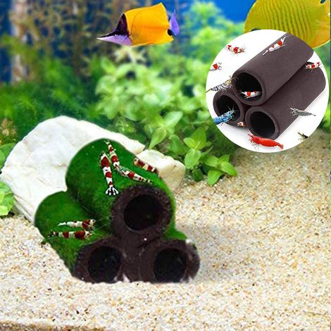 Cachette aquarium en terre cuite pour crevette et petit poisson décor bassin abri refuge (1/2)