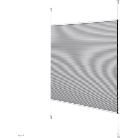 Plissé en Nid d'abeille sans Perçage, Store Occultant et Thermique pour Porte et Fenêtre, Opaque Pliable, Protection Solaire, Gris, Largeur 70cm x Hauteur 120cm (1/5)