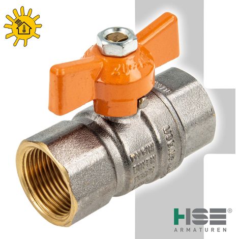 HSE UNISOL Solarkugelhahn Typ 1611, beids. Innengewinde Rp 1 Zoll (DN 25), Flügelgriff, MS-verchromt (1/5)