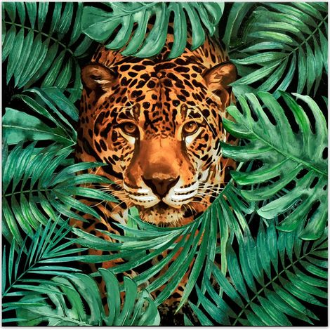 Lienzo LEOPARDO JUNGLA Grande Pop Art 80 x 80 x 3,5 cm - SpazioLuzio