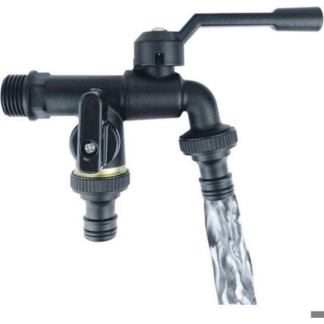 Séparateur de Robinet,Outils de extérieur à Double Sortie Bibcocks de 1/2 po Séparateur -Double Tête 6 Points Deux Tétines (1/4)
