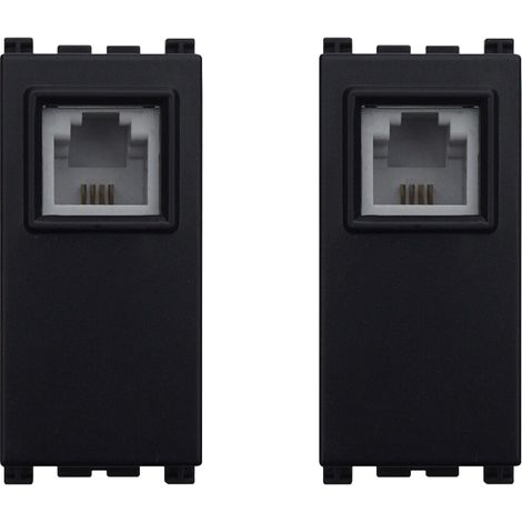 gloca Set 2 Connettori RJ11 Telefono Compatibili Arké (Nero) (1/4)