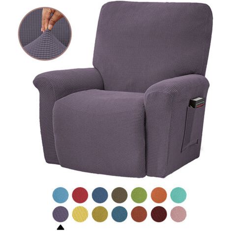 Housse élastique pour canapé inclinable, violette, housse de coussin de canapé en polaire unie, adaptée à toutes les saisons.