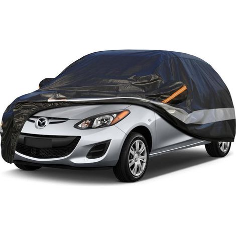 Autoabdeckung 10 Schichten Wasserdicht Atmungsaktiv für Mazda 2 (2002-2023) Schwarz (1/5)