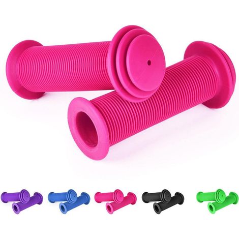 Poignées de vélo pour enfants 22mm, antidérapantes, antichoc, en caoutchouc, pour trottinette, draisienne, rose (1/5)