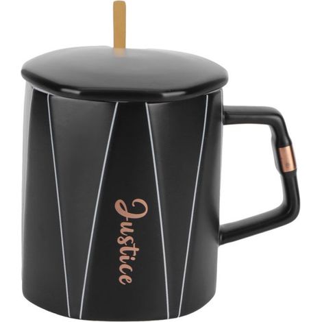 Tasse Céramique Octogonale - Avec Couvercle Et Cuillère Intégrée - Pour Café Thé Vin - 350 ml - 1 Pièce (1/5)