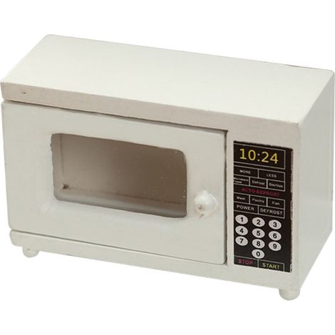 Micro-ondes Miniature - Modèle Décoratif En Bois Blanc Pour Maison Miniature - Dimensions 6,5 x 4,2 x 2,5 cm - 1 Pièce (1/5)