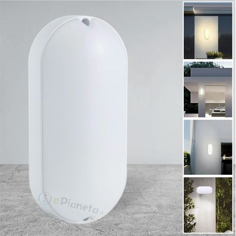 UNIVERSO ESA-03-3C APPLIQUE LED OVALE 15W CCT SWITCH IP65 DA PARETE E SOFFITTO 3000K 4000K 6500K 1500 LUMEN FASCIO 120° BIANCA AC 175-265V PER USO INTERNO ED ESTERNO (1/5)