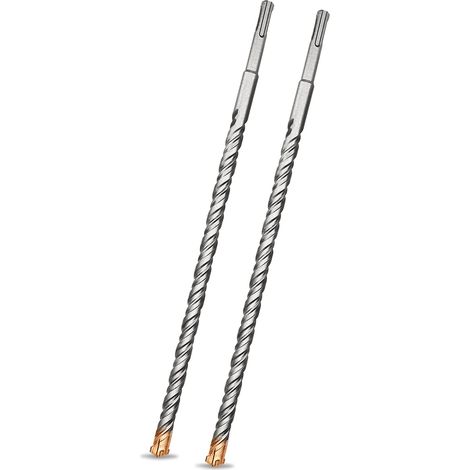 Foret SDS Plus 12mm x 350mm x 2pcs, Idéal pour Percer Dans le Béton, Brique, Pierre, Maçonnerie - 4 pointes en carbure, Accessoire Marteau Burineur (1/5)