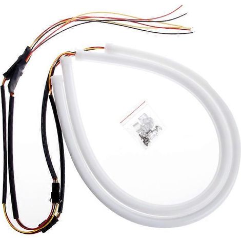 Lot de 2 bandes LED blanches de 45 cm pour phares et feux de jour (DRL) à tube ambre 12 V CC. (1/5)