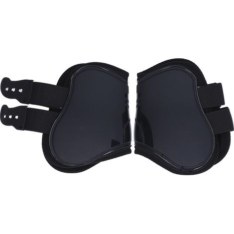 Ensemble de 2 guêtres de protection pour tendons de chevaux, robustes et réglables, en PU, noires, pour les membres postérieurs, taille M. (1/5)