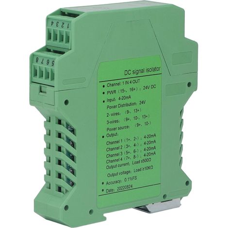 Gleichstrom-Signalaufbereiter mit 1 Eingang und 4 Ausgängen für SPS-Messumformer auf Leiterplatte, 4–20 mA (1/5)