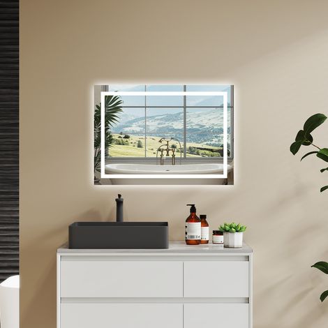 AICA SPECCHIO DA BAGNO RETTANGOLARE DA 70X50CM CON LED, ANTIAPPANNAMENTO, 3 TEMPERATURE COLORE (1/5)