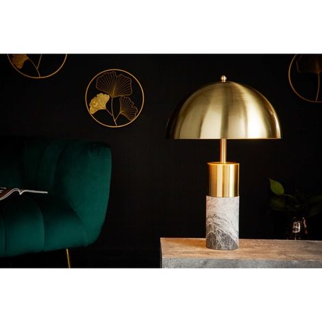 MEUBLER DESIGN Elégante Lampe De Table Burlesque 52cm Gris Doré Avec Pied En Marbre, Style , 35 x 35 x 52 cm (1/5)