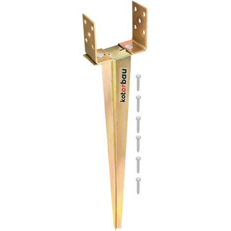 Support de Poteau Réglable - 0-160 mm - Acier Galvanisé - 70 cm - Doré - Support Poteau a Enfoncer - Ancrage Balancoire - Ancre a Enfoncer - pour Poteaux Bois-NANOTEH (1/5)