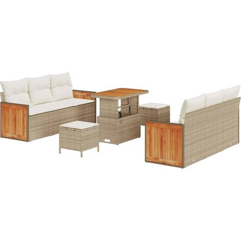 Maison Exclusive - Set Divano da Giardino 11 pcs Beige e Crema polyrattan