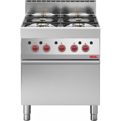 Fourneau inox à gaz 4 feux vifs sur four gaz, 22 000 W, GAZ (1/2)