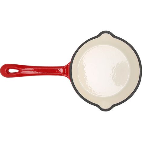Sartén Irovami de hierro fundido esmaltado profundo - Doble revestimiento antiadherente, mango largo, apta para gas/inducción/horno, 16 cm (1/5)