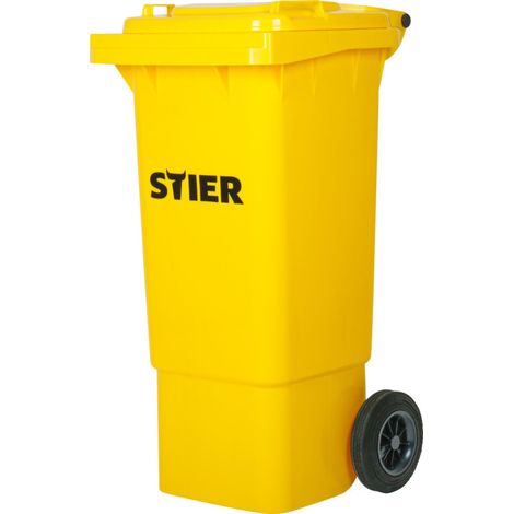 Poubelle grande capacité à 2 roues STIER, 80 l, jaune, lxPxH 445x520x939 mm