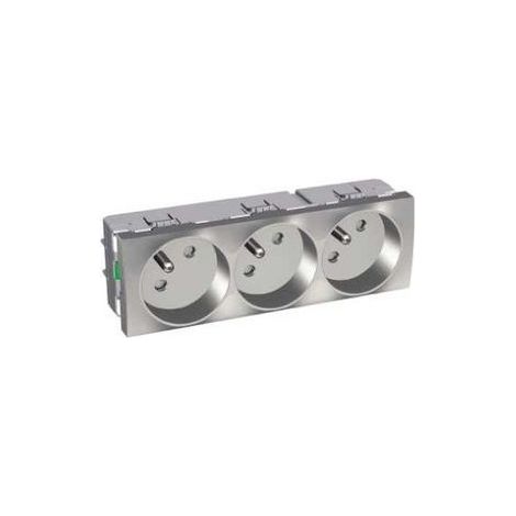 Bloc triple prise 3X2P+T 16A aluminium format 45mm ALTIRA SCHNEIDER ELECTRIC ALB46232