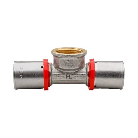 Raccordo a T femmina multistrato tipo U-Rosso - Ø16x1/2", GIBALTO (1/3)