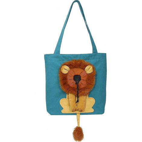 Kleine, löwenförmige Schultertasche für Katzen und Hunde, Reisetasche, Haustiertragetasche, faltbare und robuste Haustiertragetasche, Schultertasche aus Canvas für Haustiere – Blau