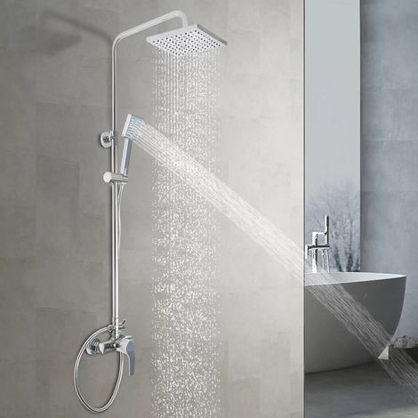Système de douche avec robinet de douche thermostatique ensemble de douche à effet pluie colonne de douche (Argent) (1/5)