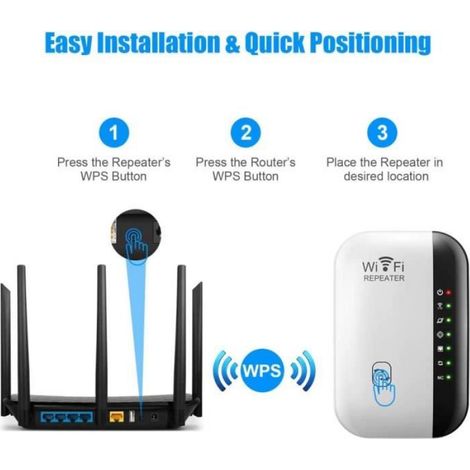 Amplificateur WiFi sans Fil Puissant – Repeteur WiFi 300Mbps, WiFi Booster, WiFi Extender Facile à Installer avec Bouton WPS[202] (1/4)