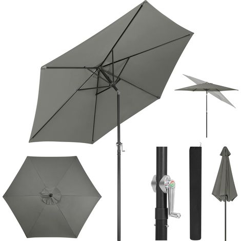 WOLTU Sonnenschirm Balkonschirm Φ300cm Strandschirm UV-beständig wasserdicht Sonnenschutz, höhenverstellbar, 45°knickbar, mit Handkurbel Tragetasche, Balkon Strand Garten, sechseckig, Dunkelgrau