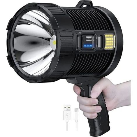 Projecteur Rechargeable 100000 LED Spot Lights Grande Lampe de Poche Portable Super Bright Projecteurs Solaires ExtRieurs PZCC (1/4)