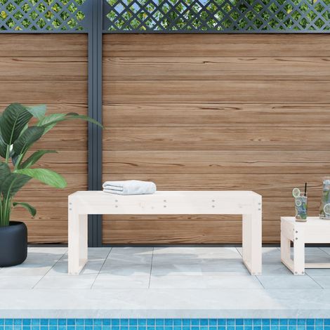 Garden Bench White 110x38x45 cm Solid Wood Pine vidaXL (1/5)