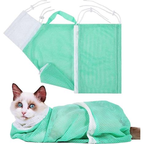 Sac de toilettage pour chat, sac de lavage pour chat, sac de lavage ajustable pour chat, sac en filet pour le bain et le soin des griffes des chats (1/5)