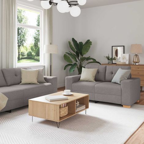 Canapé 3 pcs Taupe 221 x 80 x 80 cm Tissu en lin mélangé (1/5)