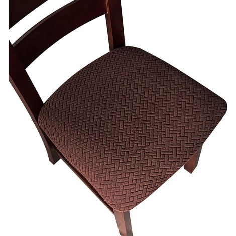 Housse De Siege Pour Chaise De Salle A Manger - Tissu Jacquard Rhombique 92% Polyester 8% Elastane - Adaptée Siège 40-50 X 40-50 X 3,5-7 Cm - 4 Pièces (1/5)