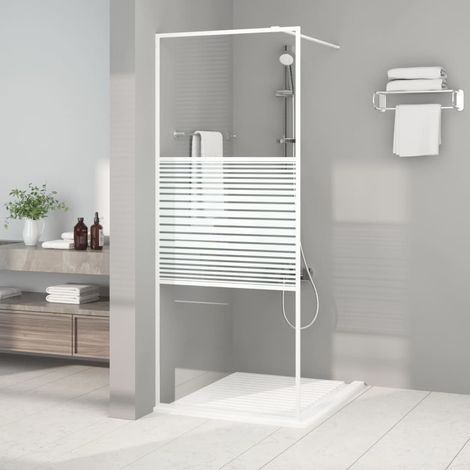 vidaXL Parete Doccia Walk in Bianca 80x195 cm Vetro Trasparente ESG (1/5)