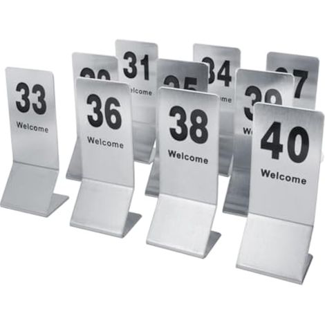 10 numéros de table, panneaux de table numérotés double face en acier inoxydable, cartes de placement pour mariages, restaurants, événements, banquets, services de restauration (31-40) (1/5)