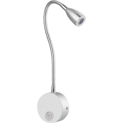 Applique Murale LED Flexible - 1 Unité - Aluminium Argenté - Bras Col de Cygne Orientable - Lecture et Veilleuse Chambre - 39,5 x 6,5 cm (1/5)
