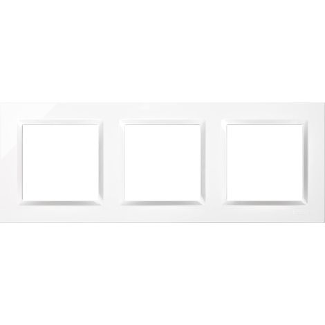 Cadre interrupteur mural, 3 éléments, compatible avec les mécanismes 10, adapté à l'intérieur, facile à assembler, compatible avec bouton-poussoir, interrupteur et prise Schuko, Blanc (1/3)