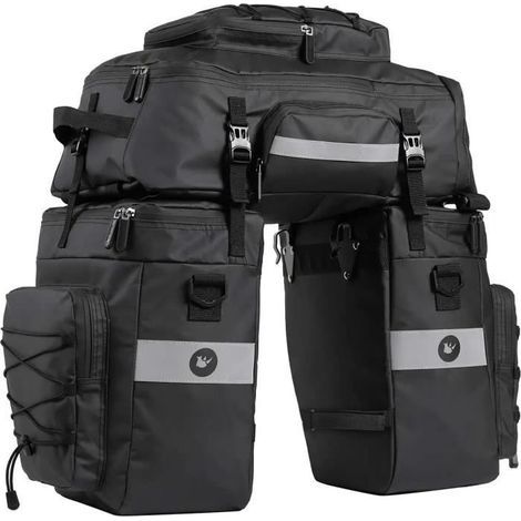 70-Liter-Fahrradtasche, Gepäckträgertasche mit drei Fächern, Nylon-Fahrradtasche mit Montagesatz und wasserdichter Schutzhülle (1/4)