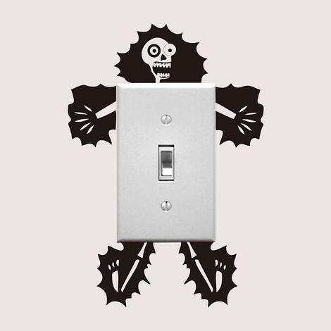 Crâne Électrique Enfant Déco Autocollants Mural Interrupteur Salle de Bain Chambre Stickers Adhésifs Maison Lot (1/5)