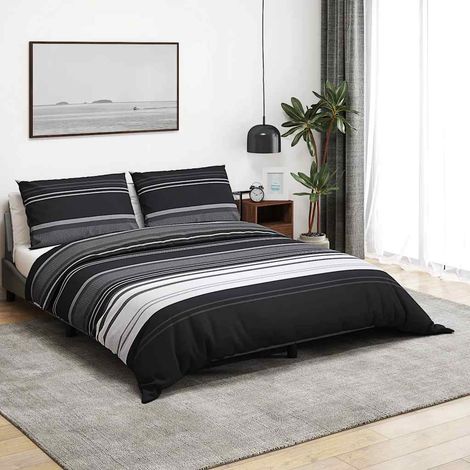 Parure de lit noire et blanche, 200 x 220 cm, coton