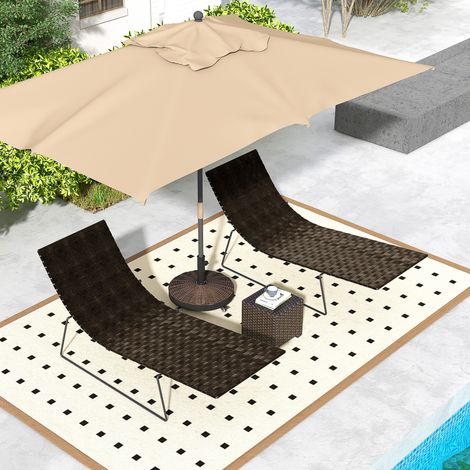 Base per Ombrellone da Giardino Rotonda a 4 Ruote con Freni, in Acciaio e Resina, Ø52x41 cm, Bronzo e Nero