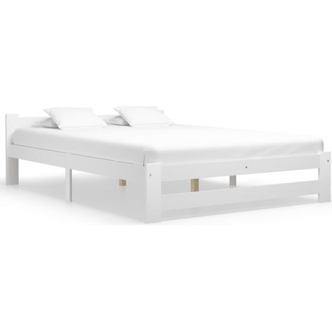 Lit Blanc Bois de pin massif 160x200 5 (1/5)
