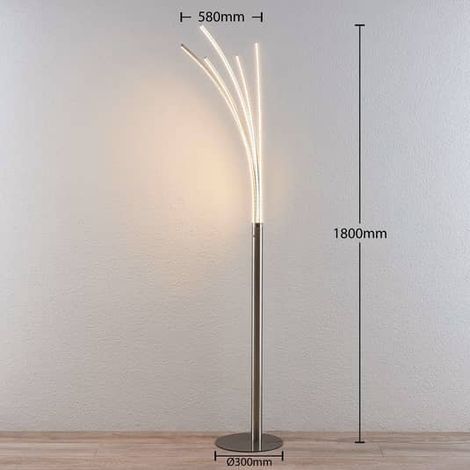 [NEUWERTIG] B-Ware Lindby Stehleuchte Standleuchte LED Boba Metall nickel matt warmweiß 185 cm (1/2)