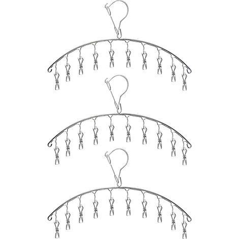 Wäscheständer – Edelstahl – 10 Klammern pro Ständer – Für Socken, Unterwäsche und kleine Kleidungsstücke – 3er-Set (1/5)