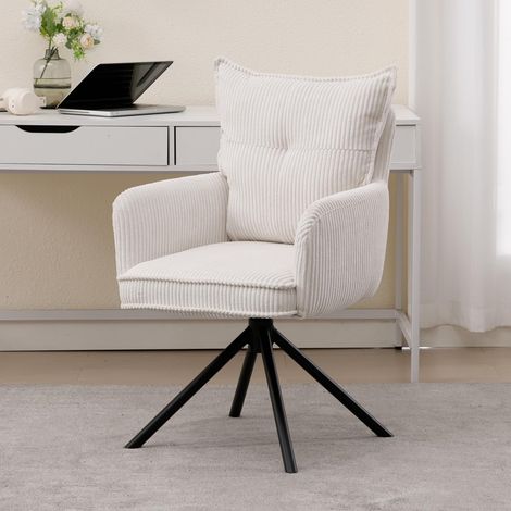 Wahson Silla de Oficina Giratoria Tapizada en Tela, Silla de Escritorio Moderna y Cómoda para Oficina en Casa, Blanco