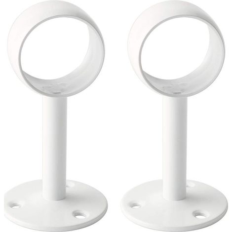 Support Tringle Rideaux Plafond Fixation Rideau, Support Tringle Penderie avec Vis pour Rideau et Armoire, Blanc Brillant en Acier Inoxydable, Diamètre 32 mm, 2 Pcs (1/5)
