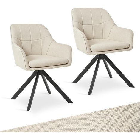 Drehstuhl Esszimmer 2er Set Beige mit Armlehne, 360° drehbar, ergonomisch (1/5)