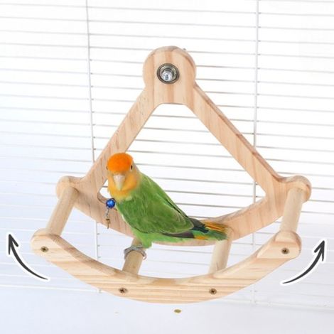 Balançoire interactive pour oiseaux - Jouet éducatif - Roue d'exercice en bois pour perroquets et perruches - Nombreuses activités et mouvements dans la cage (1/5)